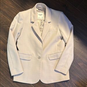 Abercrombie & Fitch Cream Blazer Structured Suit Jacket